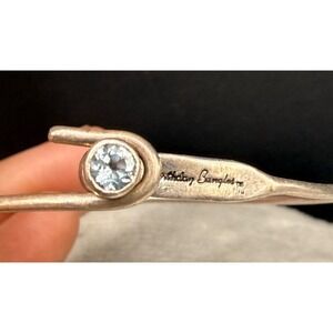 Vintage Sterling Silver Bracelet Signed Birthstone Bangles‎ Blue December  6.5"